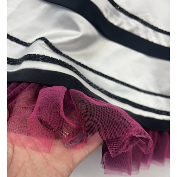 Y2K Xcite White Dress black beads hot pink Tulle Rock, Goth, Edgy 6 Prom formal - Picture 4 of 16